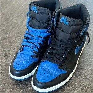 Nike Air Men's Black and Royal Blue Sneakers